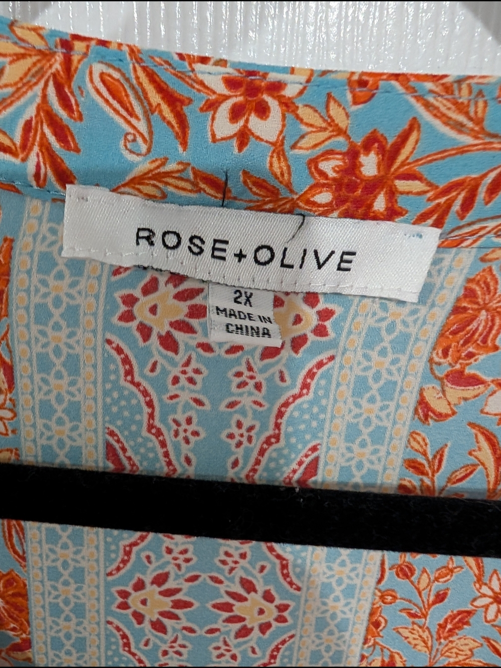 Rose & Olive Light Blue & Orange Floral Boho Tunic in Size 2X - Picture 2 of 9